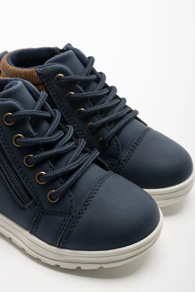 High Top Lace Up Sneaker Navy