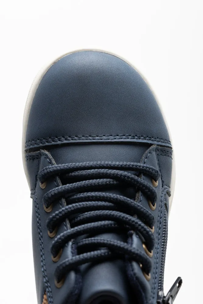 High Top Lace Up Sneaker Navy