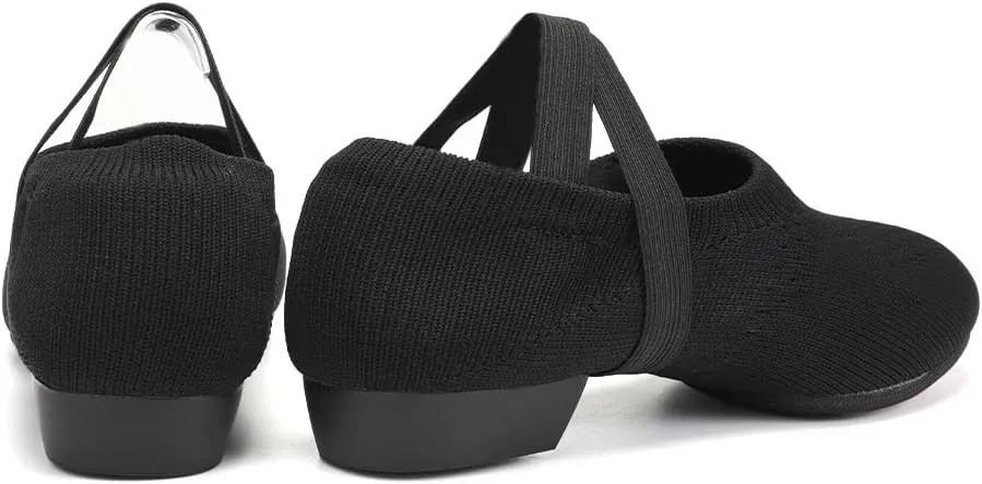 HIPPOSEUS Women Standard Practice Social Dance Shoes Beginner 1" Heel Ballroom Ballet Dance Training Shoes