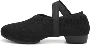 HIPPOSEUS Women Standard Practice Social Dance Shoes Beginner 1" Heel Ballroom Ballet Dance Training Shoes