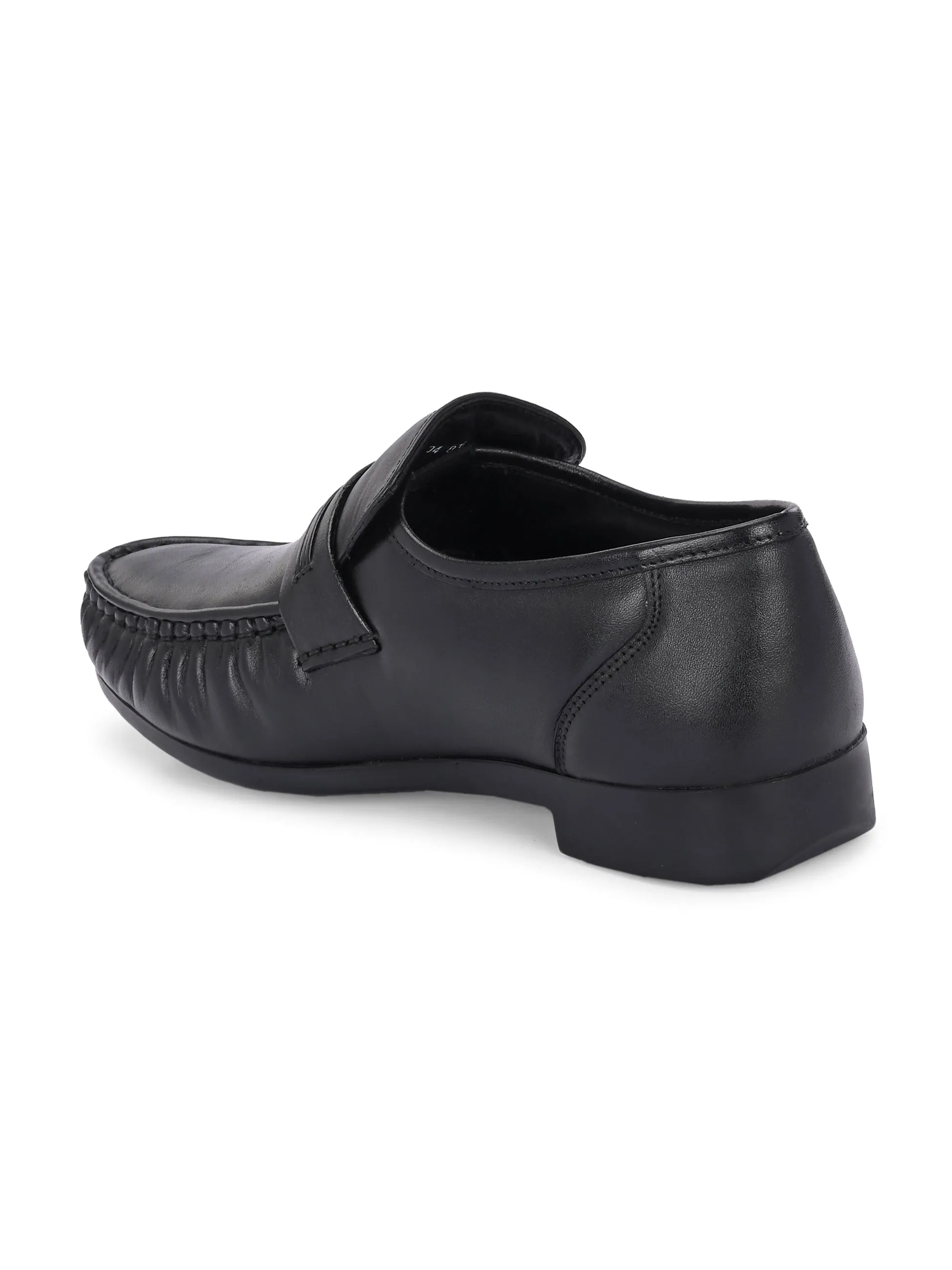 Hitz Men's Black Leather Formal Slip On Shoes