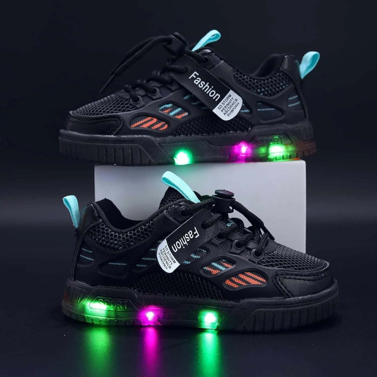 IWIHMIV Kids Sneakers Boys Slip On Light Up Shoes Girls Tennis Lightweight Breathable Athletic Shoes