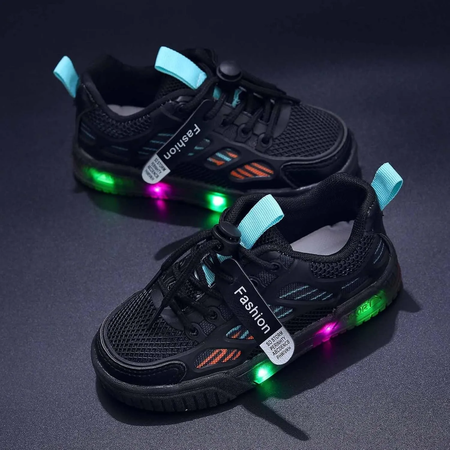 IWIHMIV Kids Sneakers Boys Slip On Light Up Shoes Girls Tennis Lightweight Breathable Athletic Shoes