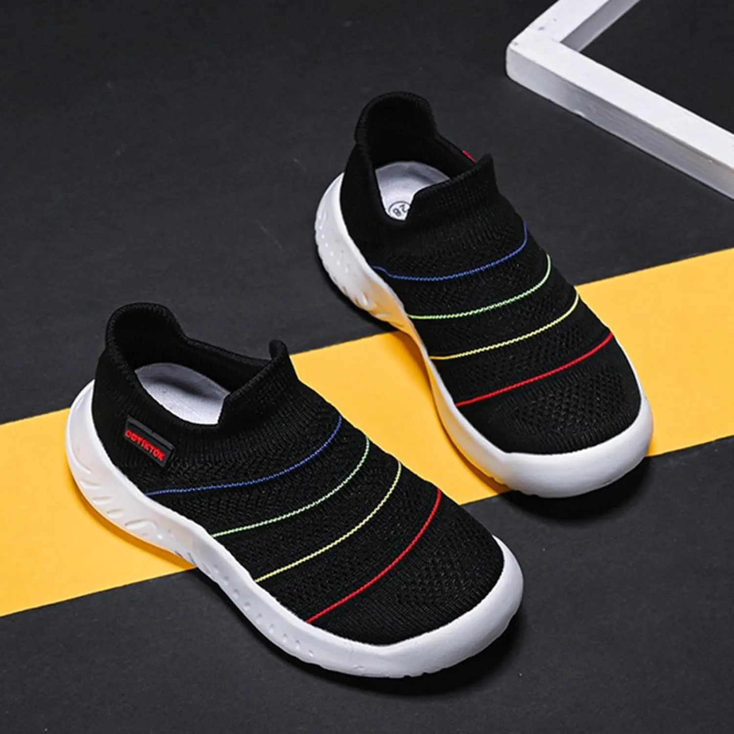 IWIHMIV Toddler Tennis Shoes Boys Girls Sneakers Knitted Sports Shoes Breathable Lightweight Running Shoes Casual Athletic Shoes