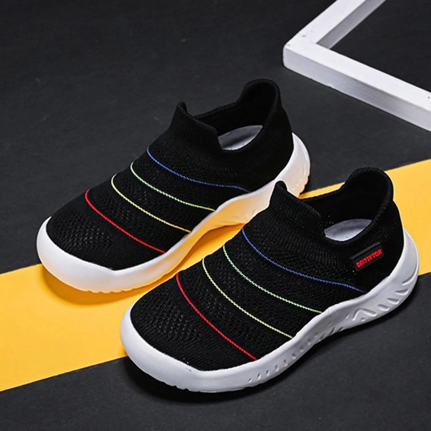 IWIHMIV Toddler Tennis Shoes Boys Girls Sneakers Knitted Sports Shoes Breathable Lightweight Running Shoes Casual Athletic Shoes