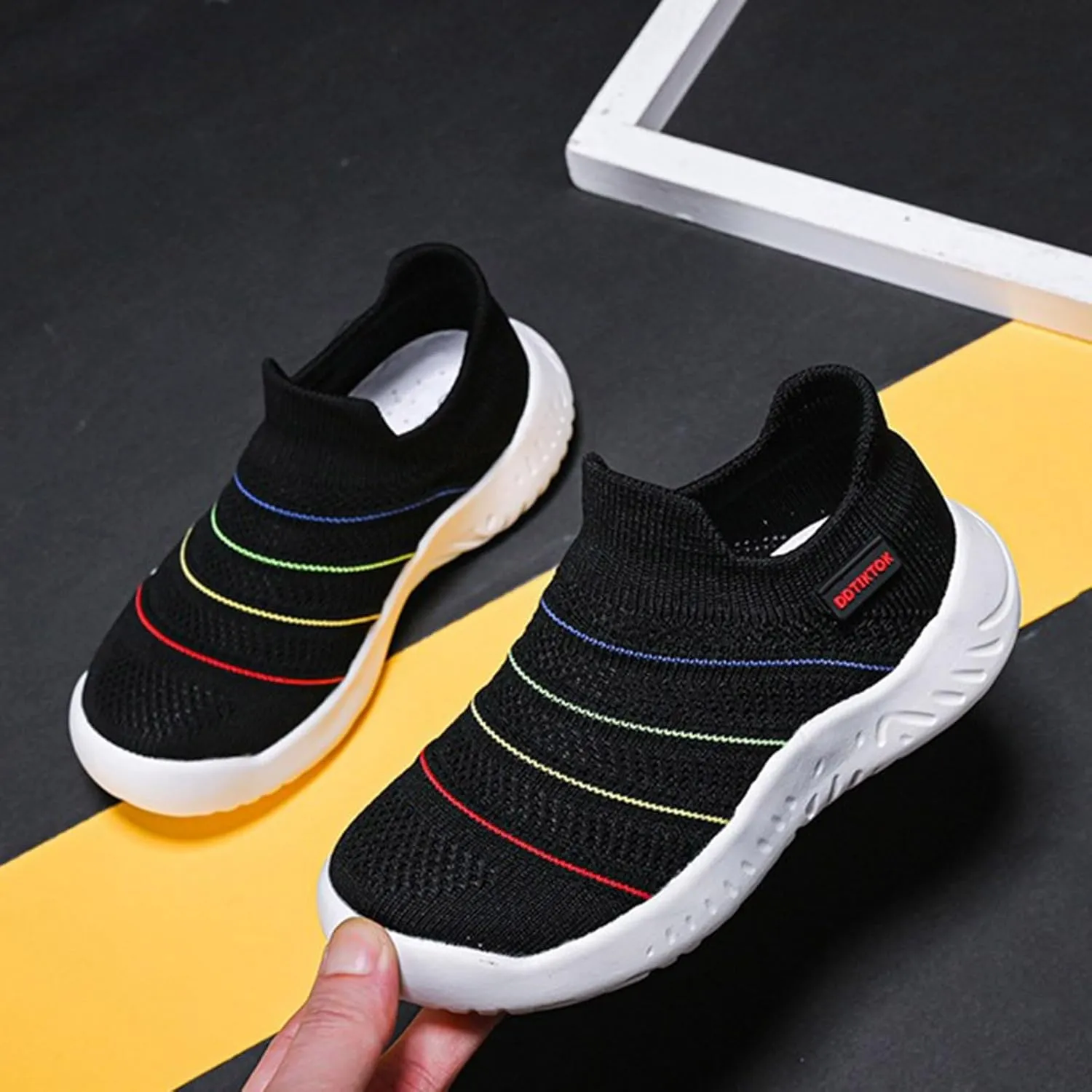 IWIHMIV Toddler Tennis Shoes Boys Girls Sneakers Knitted Sports Shoes Breathable Lightweight Running Shoes Casual Athletic Shoes