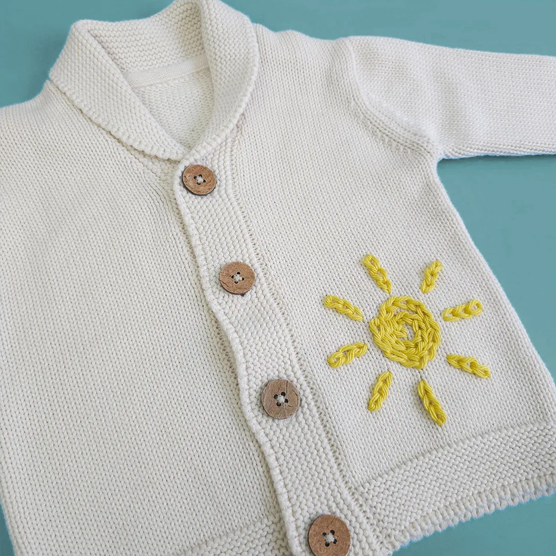 Keebee Organic Cotton Embroidered Sunshine Cardigan