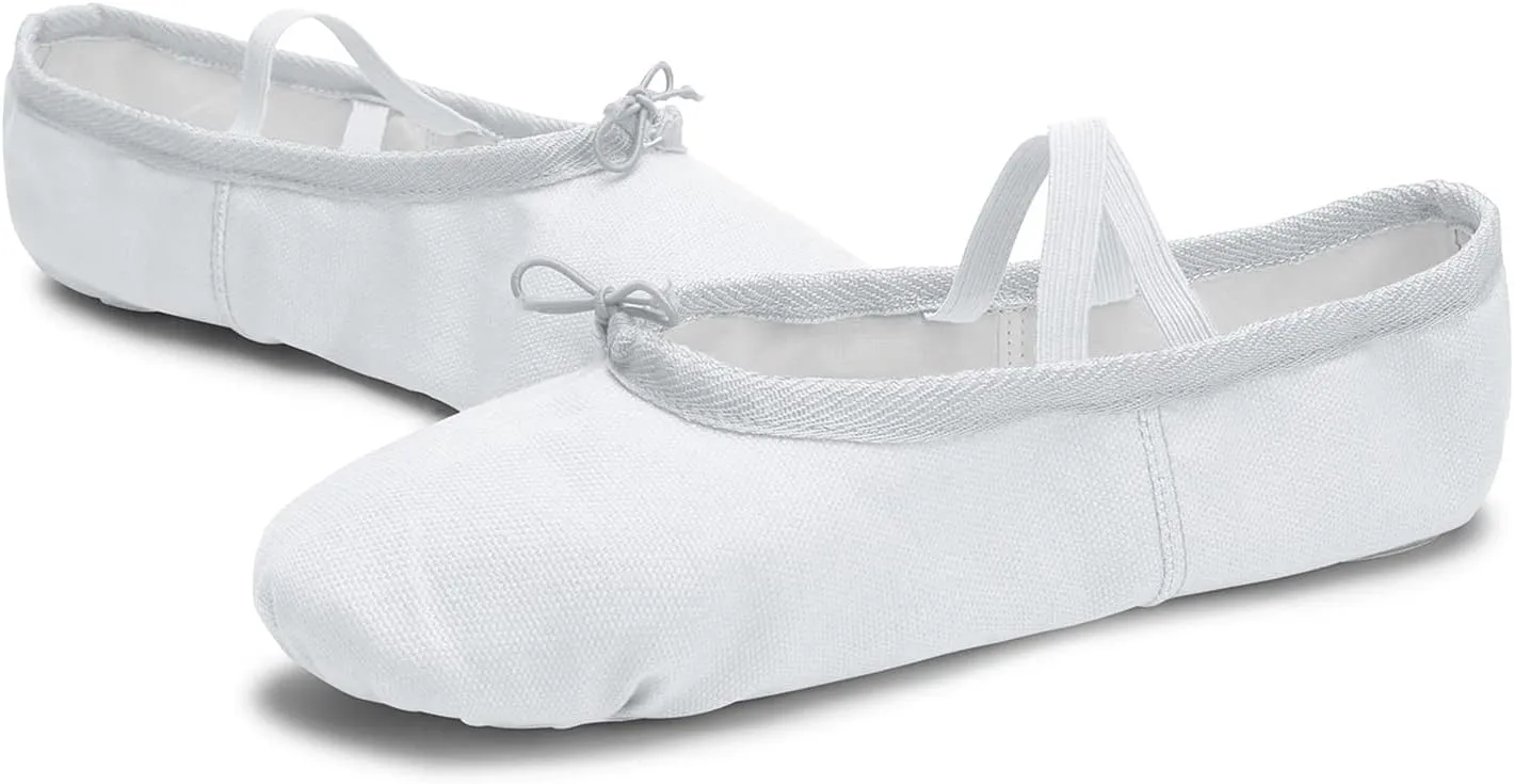 L-RUN Girls Ballet Shoes Soft Womens Dance Shoes Canvas Ballet Slipper for Daily Wear Yoga Shoe Flat