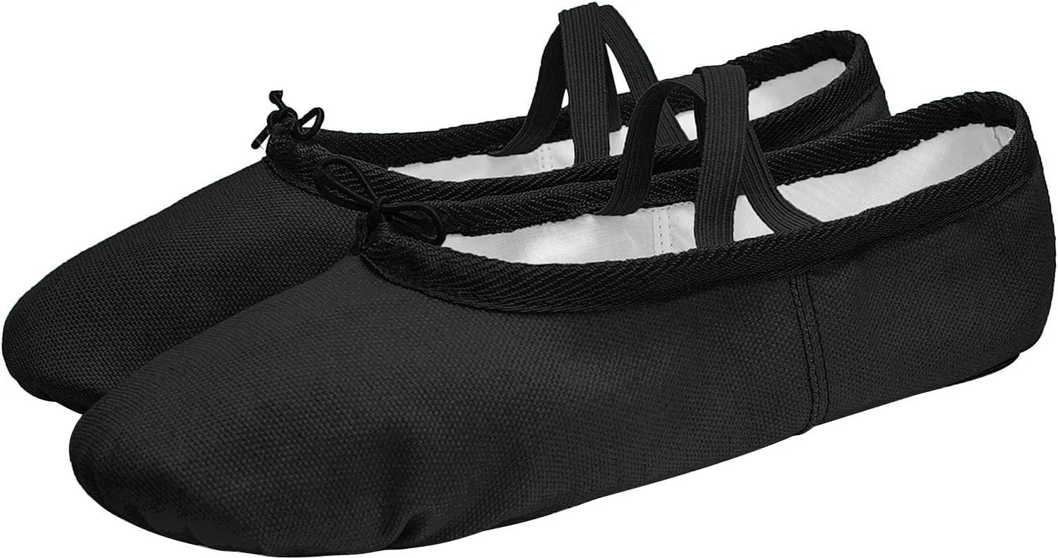 L-RUN Girls Ballet Shoes Soft Womens Dance Shoes Canvas Ballet Slipper for Daily Wear Yoga Shoe Flat