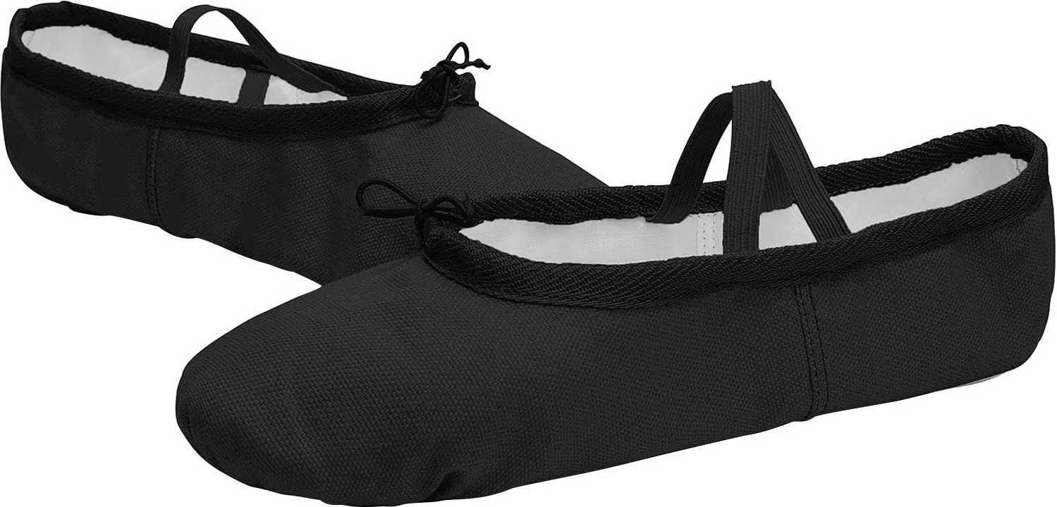 L-RUN Girls Ballet Shoes Soft Womens Dance Shoes Canvas Ballet Slipper for Daily Wear Yoga Shoe Flat