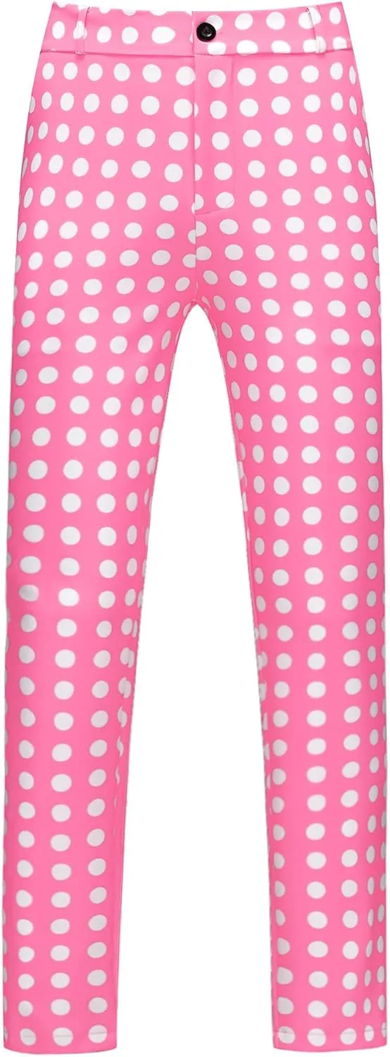 Lars Amadeus Polka Dots Golf Pants for Men's Big and Tall Printed Work Office Trouser