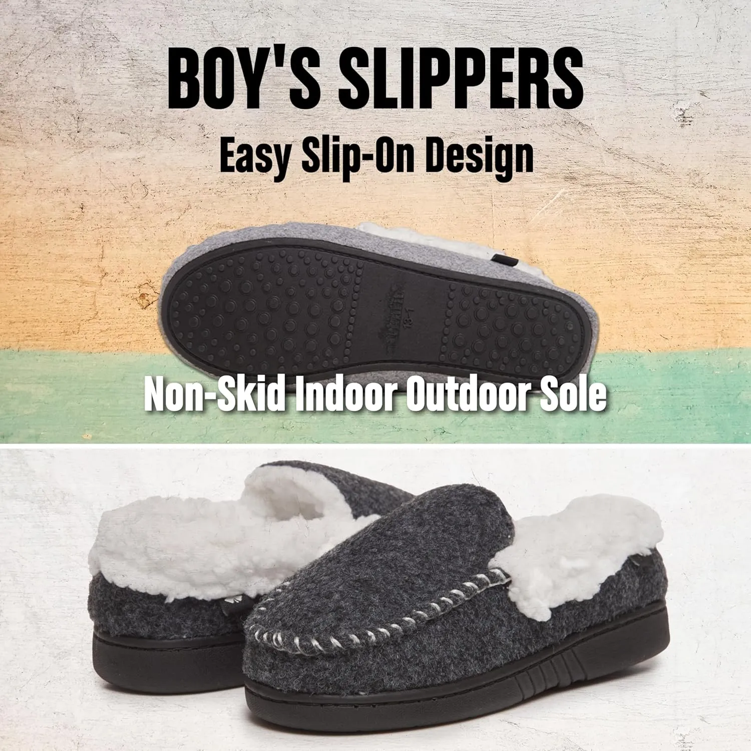 Lucky Brand Boy's Quilted A-line Slippers ?C Warm, Stylish, and Comfortable Footwear for Kids
