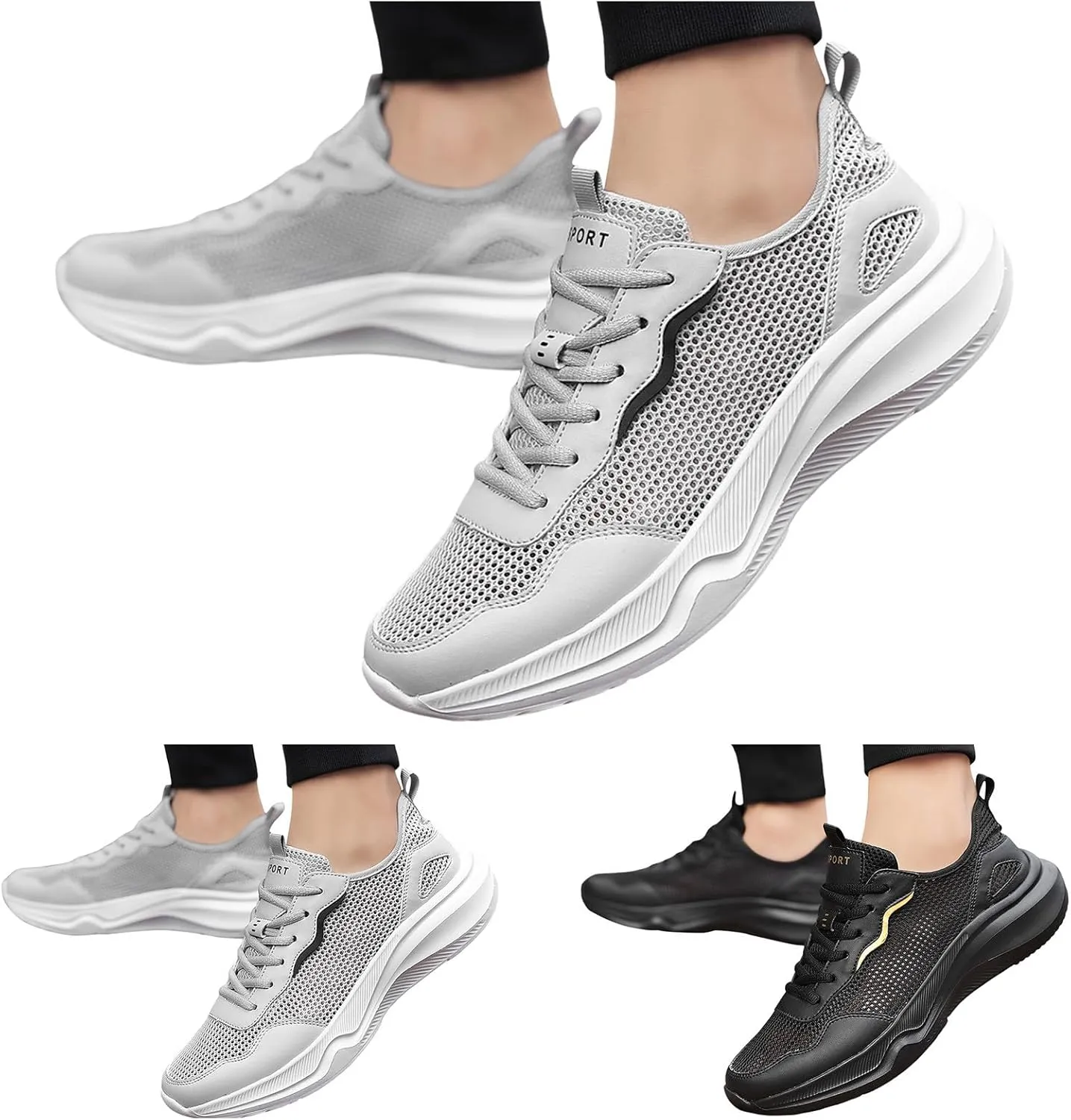 Mens Everyday Sneakers Men Sports Shoes Fashionable New Pattern Mesh Breathable Comfortable Lightweight Outdoor Casual