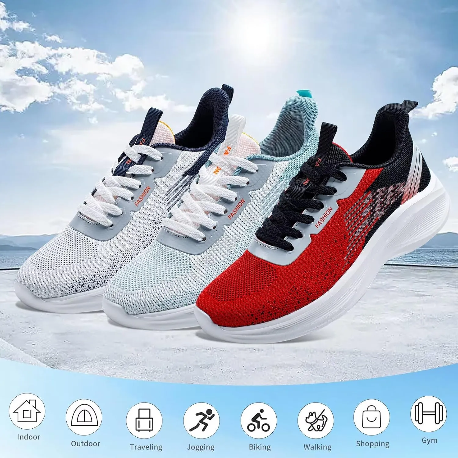 Men's Lightweight Running Shoes Breathable Athletic Sneakers for Gym Training & Trail Running - Non-Slip Rubber Outsole with Shock Absorption