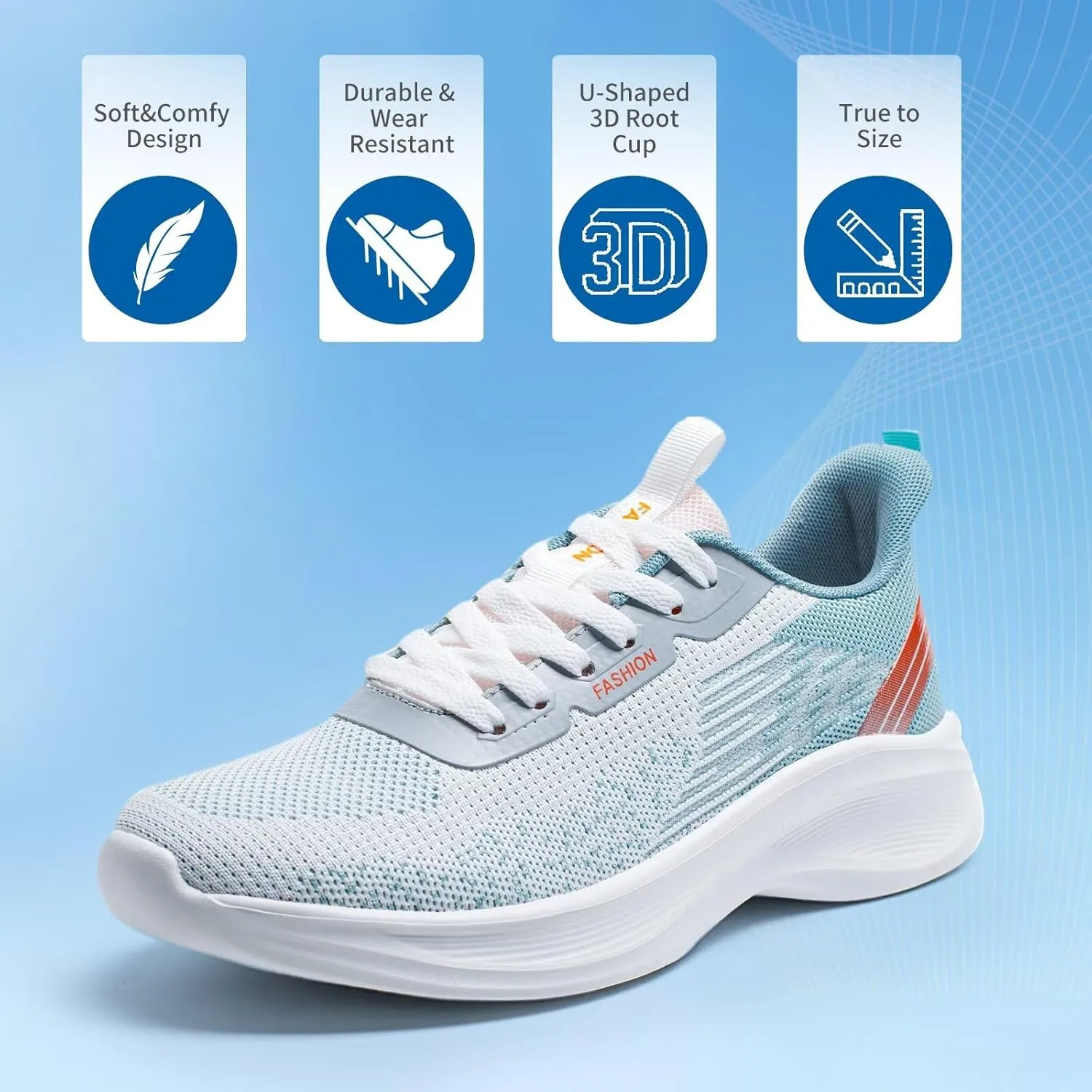 Men's Lightweight Running Shoes Breathable Athletic Sneakers for Gym Training & Trail Running - Non-Slip Rubber Outsole with Shock Absorption