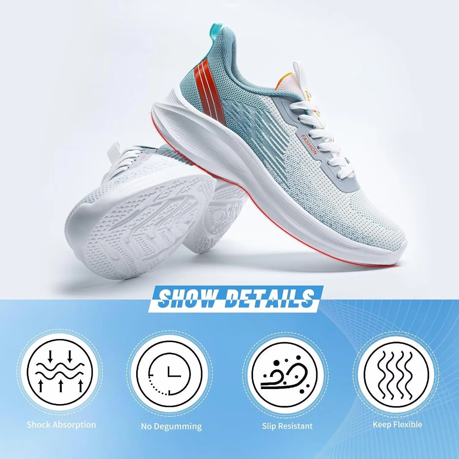 Men's Lightweight Running Shoes Breathable Athletic Sneakers for Gym Training & Trail Running - Non-Slip Rubber Outsole with Shock Absorption