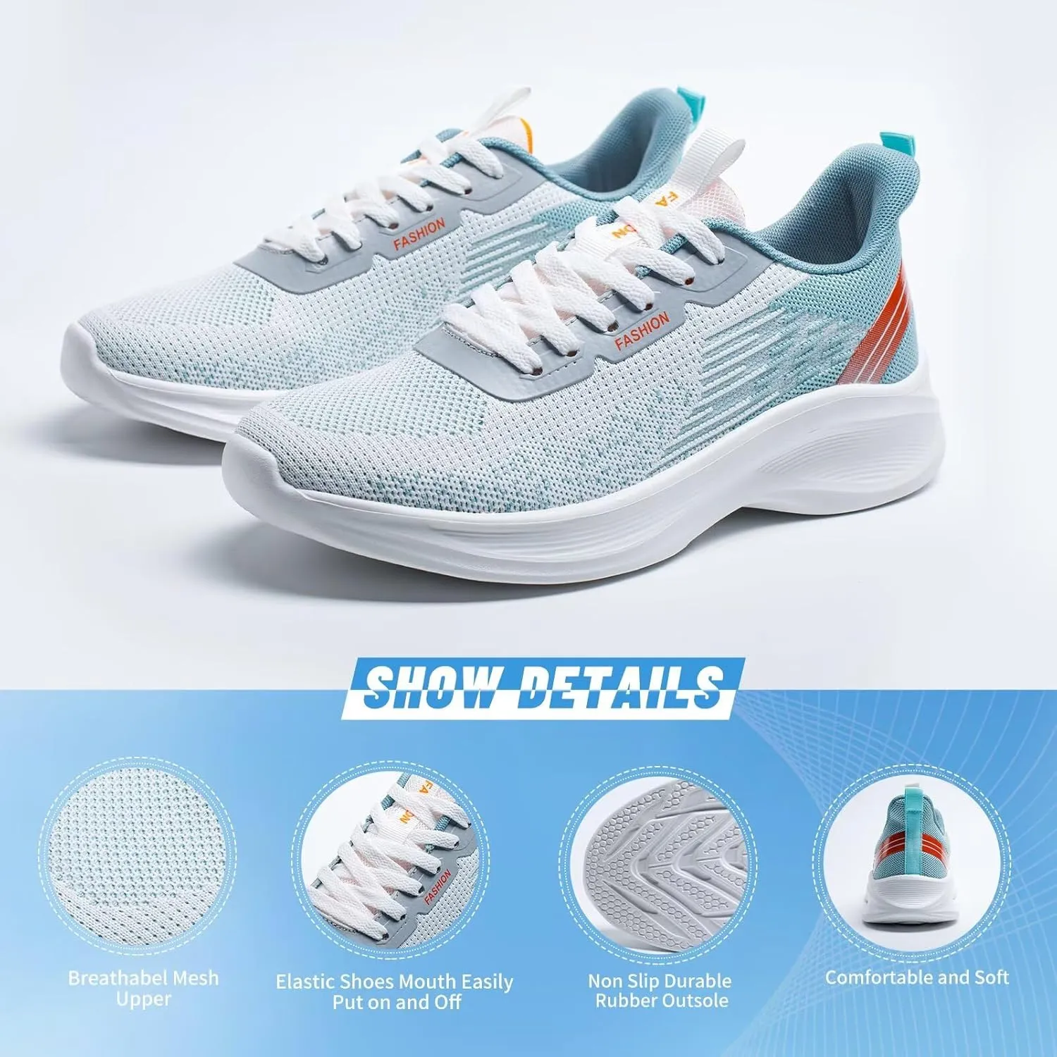 Men's Lightweight Running Shoes Breathable Athletic Sneakers for Gym Training & Trail Running - Non-Slip Rubber Outsole with Shock Absorption