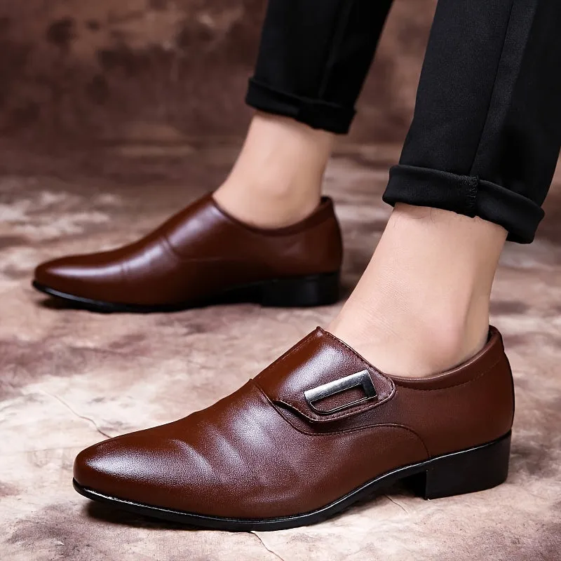 Men's PU Leather Round Toe Dress Shoes With Eva Insole And Rubber Sole