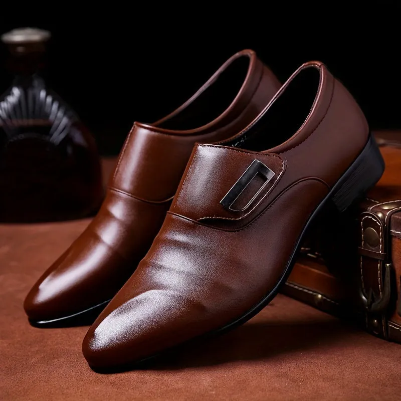 Men's PU Leather Round Toe Dress Shoes With Eva Insole And Rubber Sole