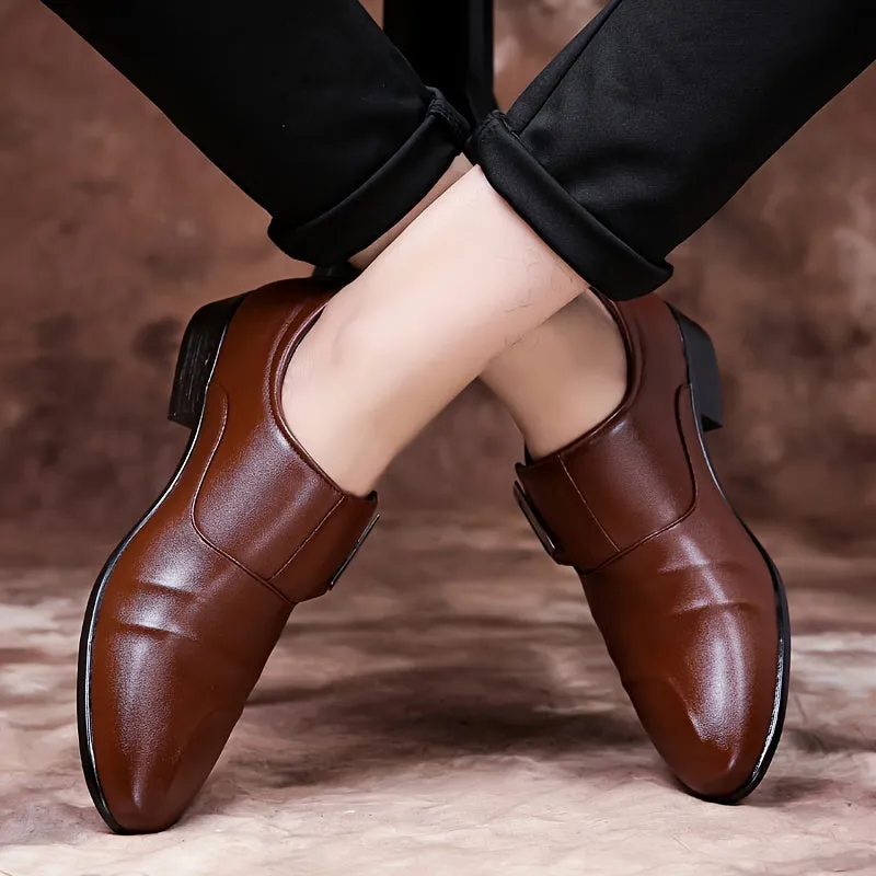 Men's PU Leather Round Toe Dress Shoes With Eva Insole And Rubber Sole