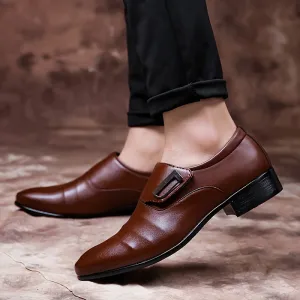 Men's PU Leather Round Toe Dress Shoes With Eva Insole And Rubber Sole