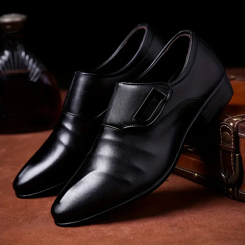 Men's PU Leather Round Toe Dress Shoes With Eva Insole And Rubber Sole