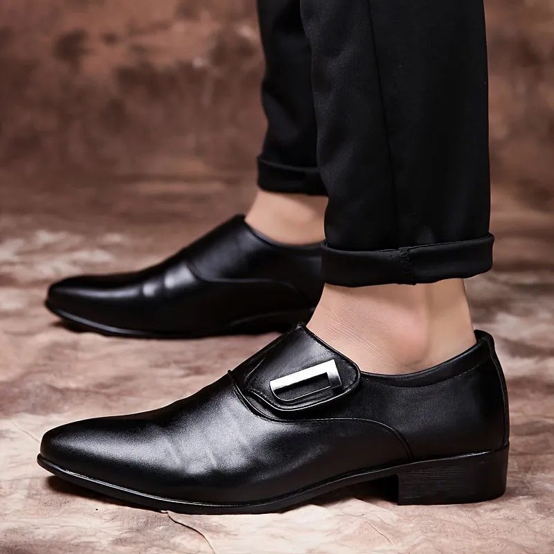 Men's PU Leather Round Toe Dress Shoes With Eva Insole And Rubber Sole