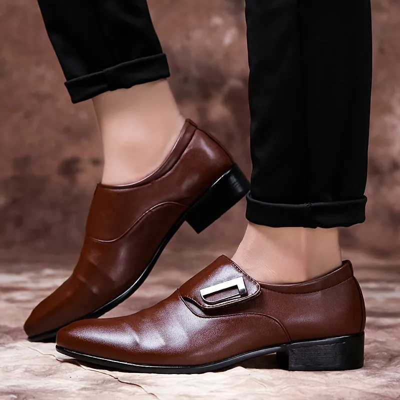 Men's PU Leather Round Toe Dress Shoes With Eva Insole And Rubber Sole