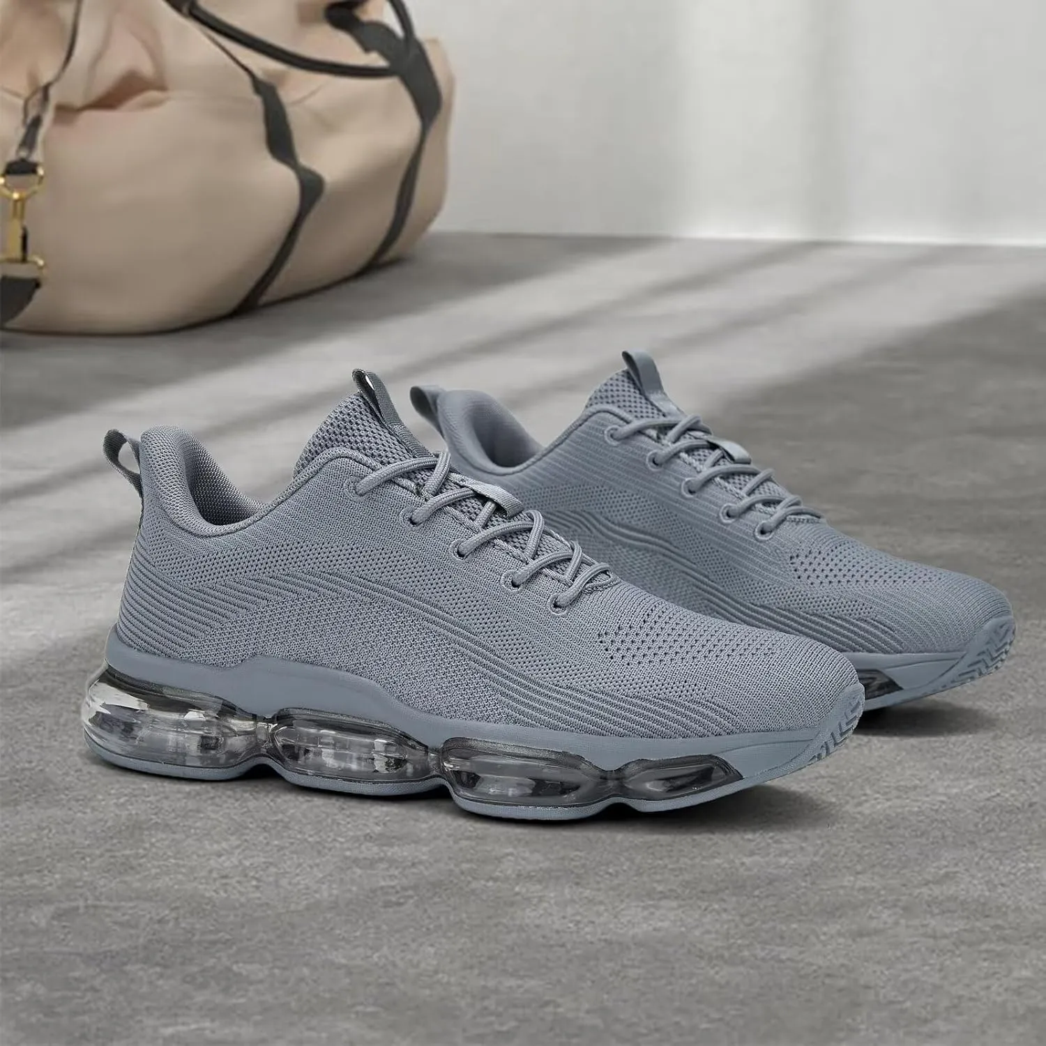 Mens Running Shoes Air Low Top Comfort Walking Lace Up Sneakers Breathable Fashion Tennis Sport Gym Fitness Cross Trainers