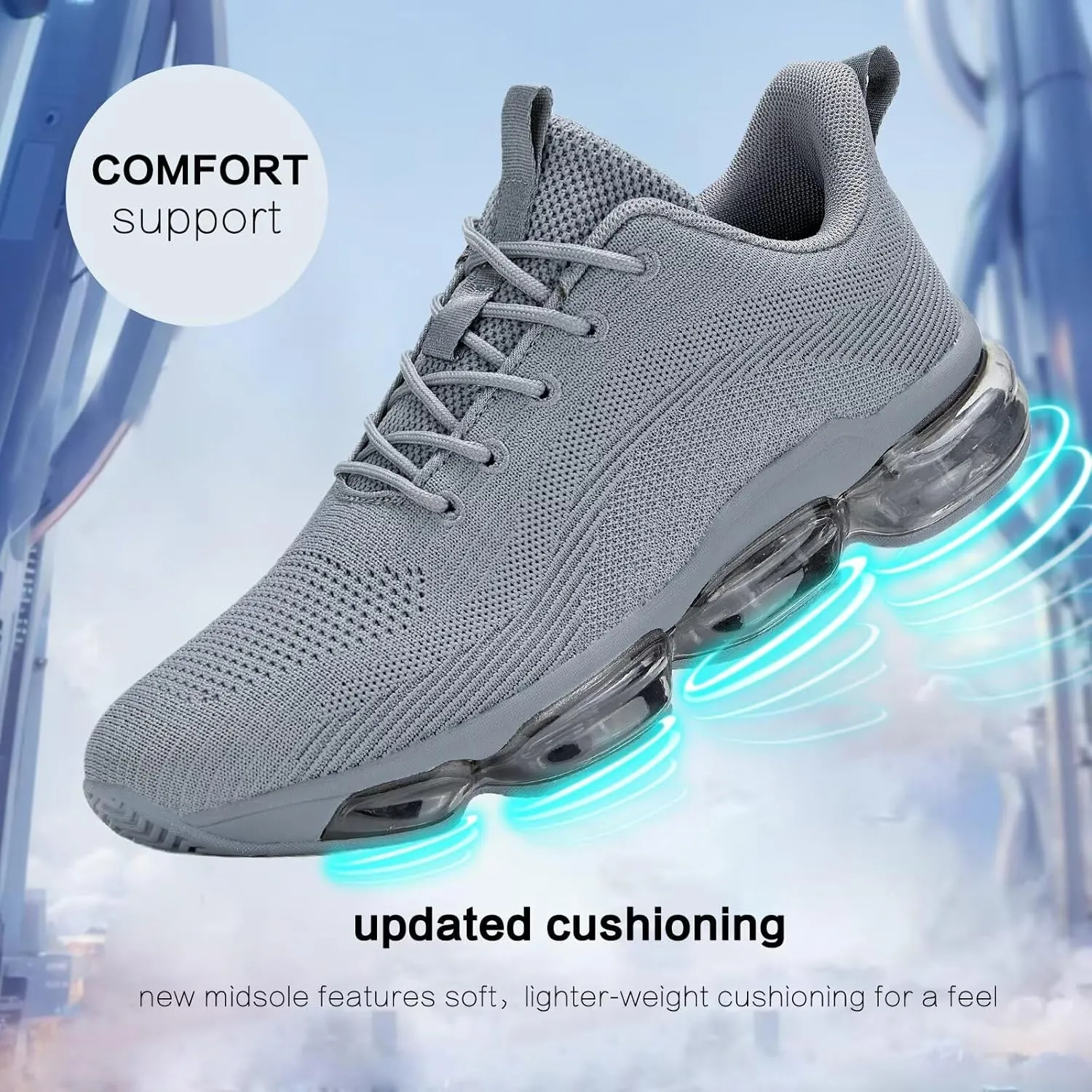 Mens Running Shoes Air Low Top Comfort Walking Lace Up Sneakers Breathable Fashion Tennis Sport Gym Fitness Cross Trainers