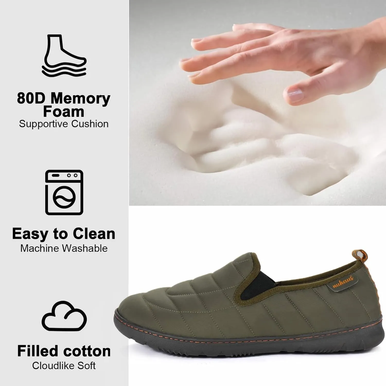 Mens Slippers Outdoor Memory Foam Slip On Indoor House Shoes Loafers