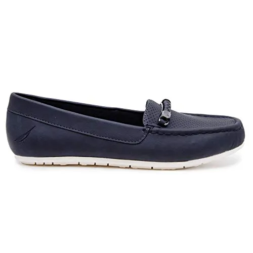 Nautica Women’s Slip-on Loafer Fashion Shoe Casual Flat -beckington-Navy Perf-9