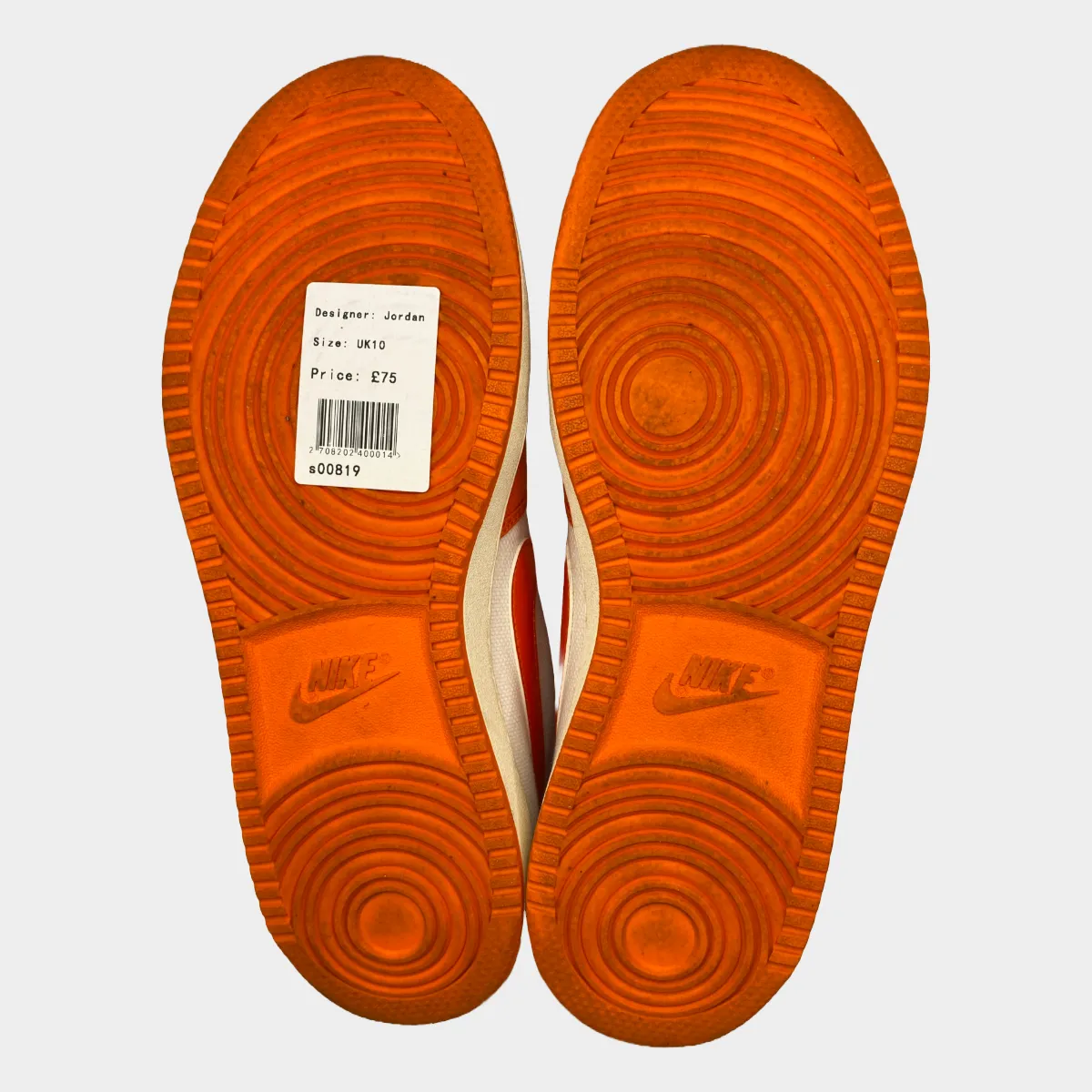 Nike men's orange and white Air Jordan 1 AJKO high top trainers