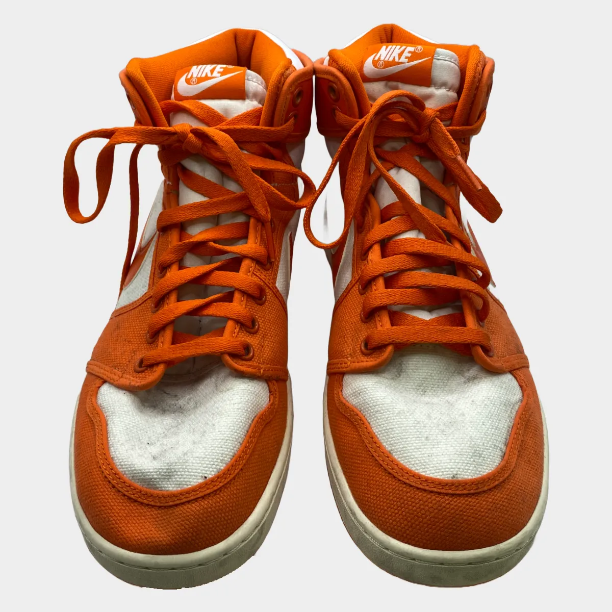 Nike men's orange and white Air Jordan 1 AJKO high top trainers