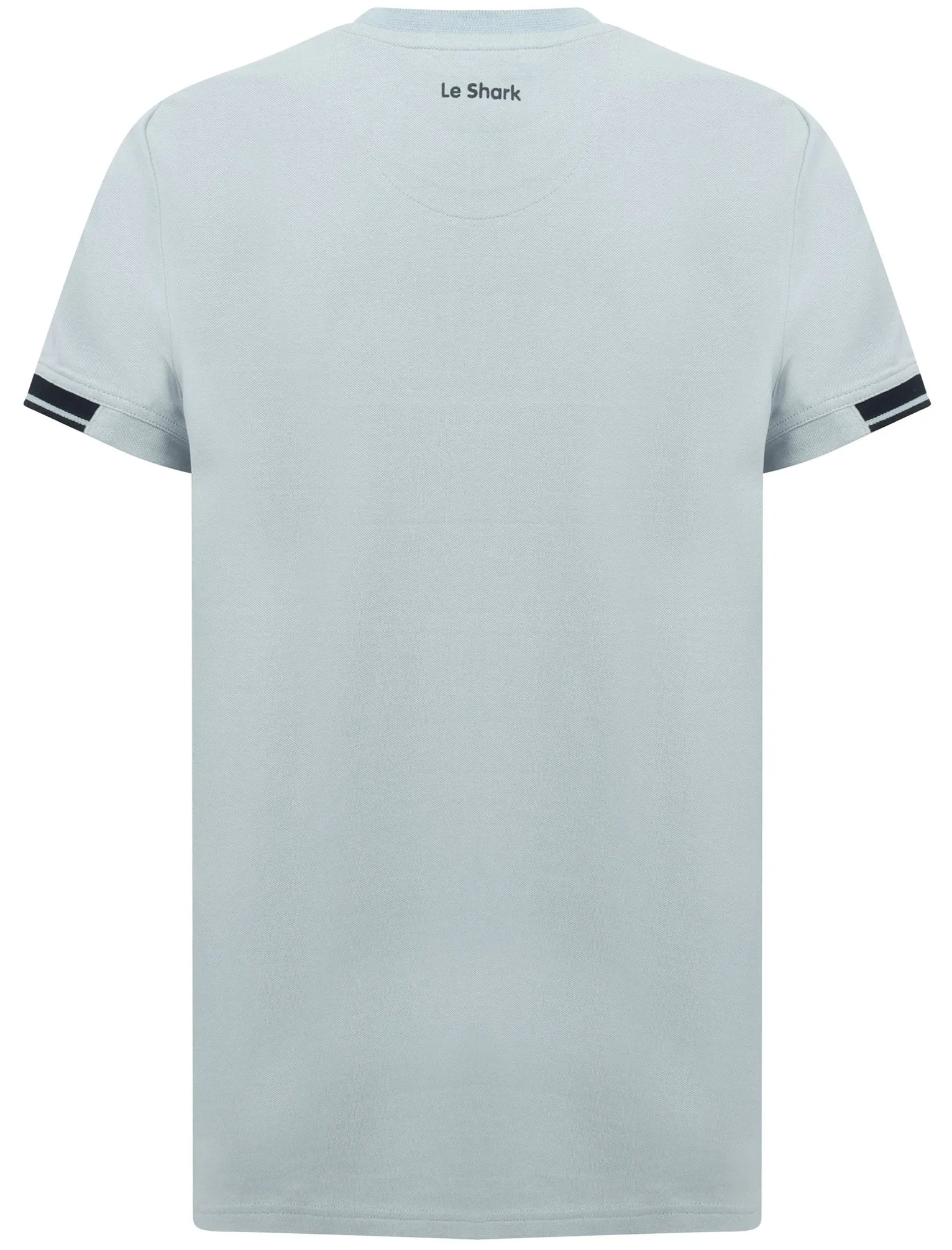 Oakhill Contrast Panel Cotton Pique T-Shirt In Blue Fog - Le Shark