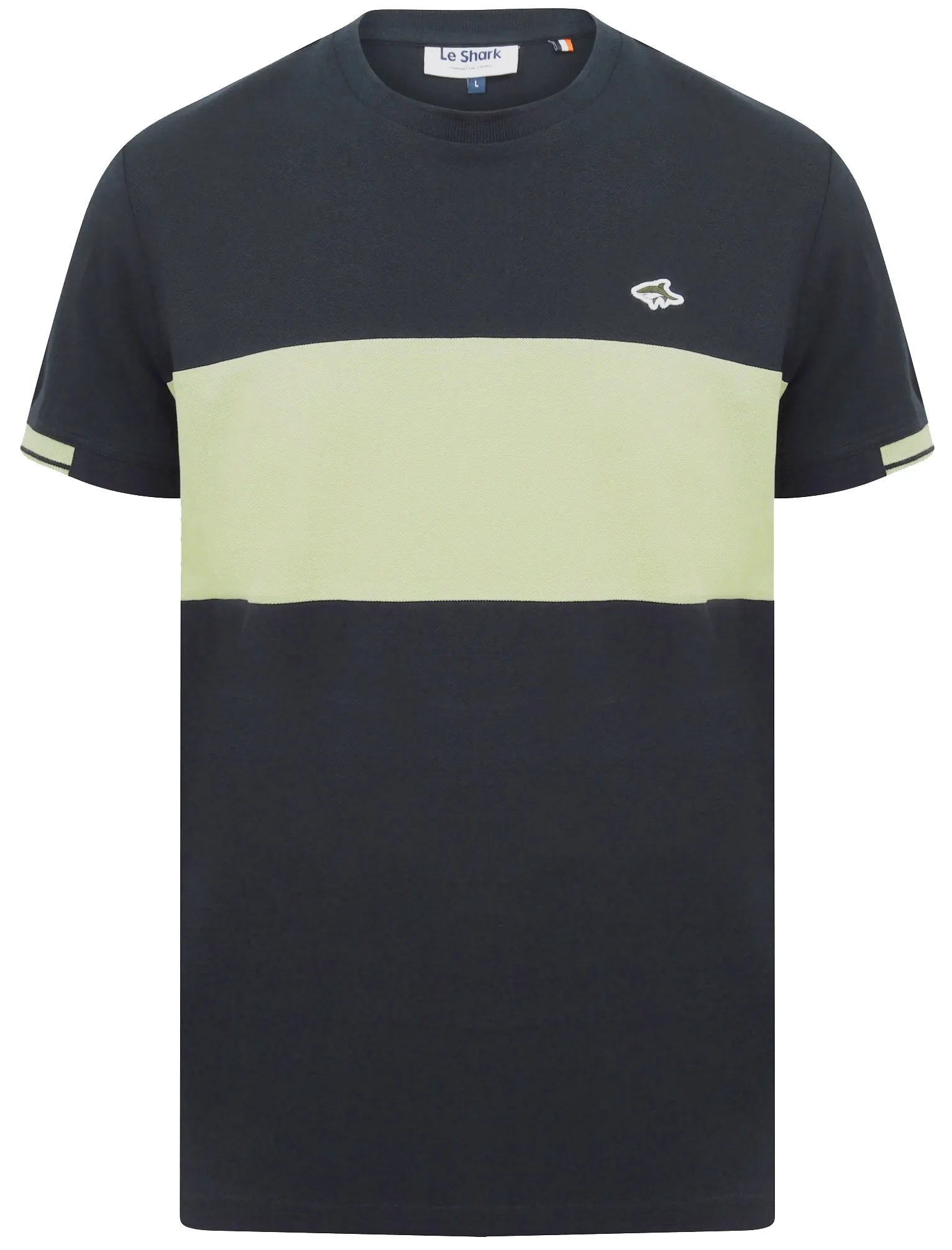 Oakhill Contrast Panel Cotton Pique T-Shirt In Sky Captain Navy - Le Shark