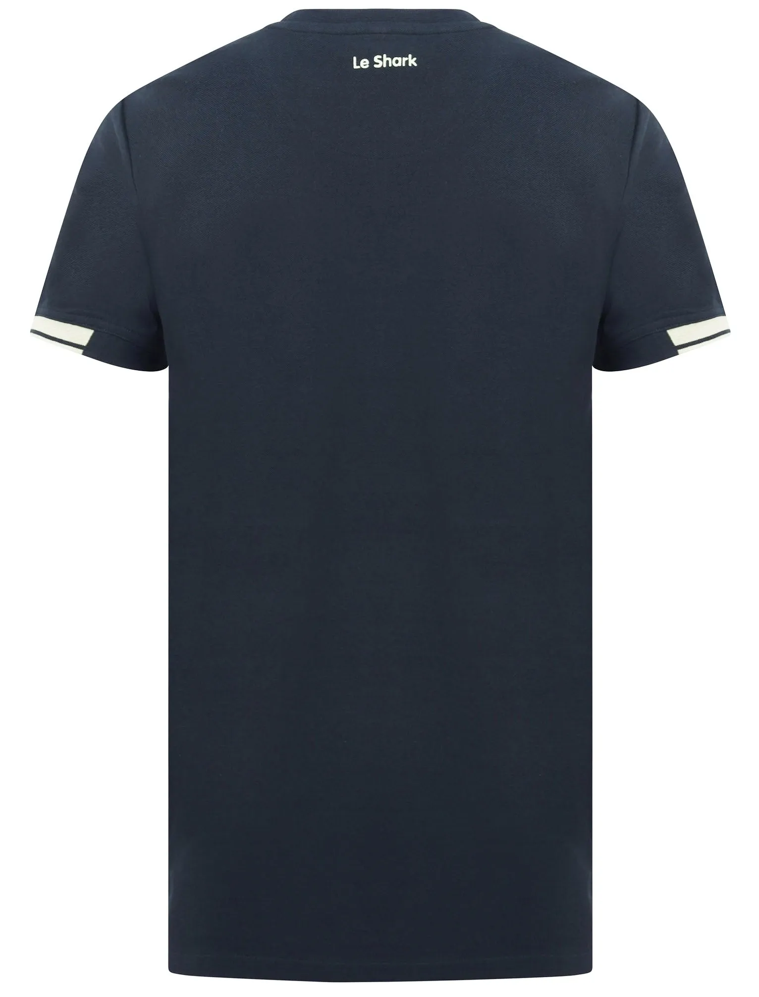 Oakhill Contrast Panel Cotton Pique T-Shirt In Sky Captain Navy - Le Shark
