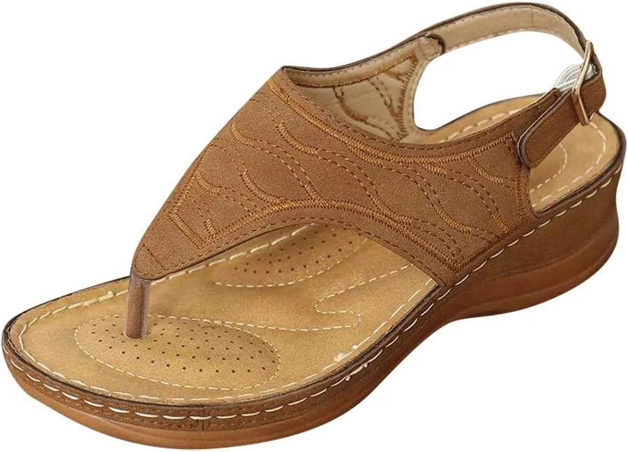 Ortho Flip Flops for Women with Arch Support Womens Orthopedic Flip Flops Sexy Beach Sandals for Women Dressy Summer Ladies Black Wedge Sandals T Strap Walking Shoes for Women Black Sandal Heels