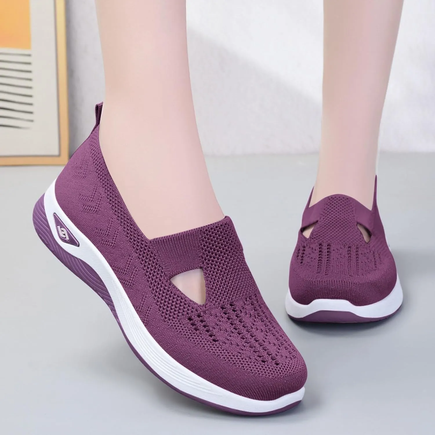 Orthopedic Shoes for Women,Breathable Knitted Slip On Sneaker Working Casual Nurse Shoes,Diabetic Shoes for Women