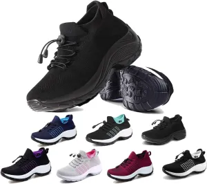 Orthopedic Sneakers Breathable Women Walking Shoes Slip on Trainers Women's Comfortable Casual Ladies Athletic Shoe Stretch Cushion Shoes