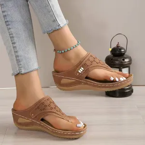 Orthopedic Wedge Sandals for Women 2025 Flat Open Toe Platform Sandal Boho Slip on Slides Comfortable Outdoor Shoe