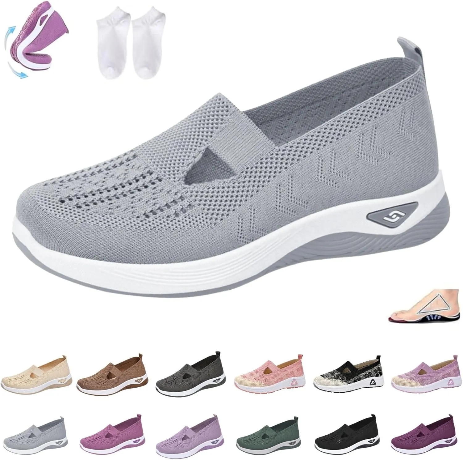 Orthowalkway Womens Shoes,Women's Walking Shoes Slip On Orthopedic Shoes Diabetic Shoes for Women Non Slip Work Shoes