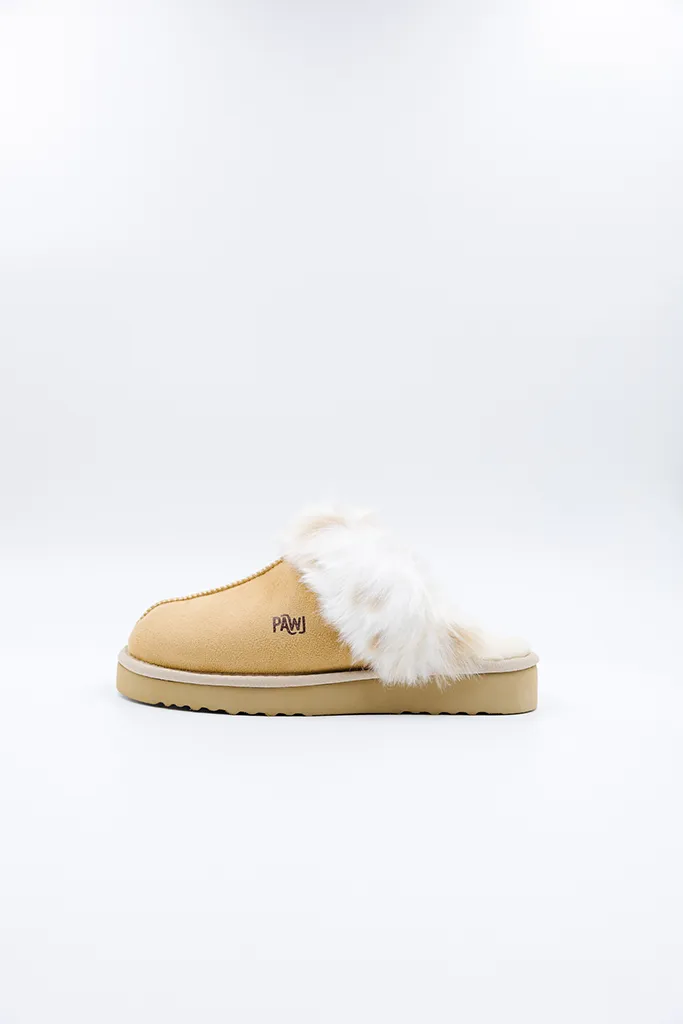 PAWJ Slippers | Tan / Snow Leopard