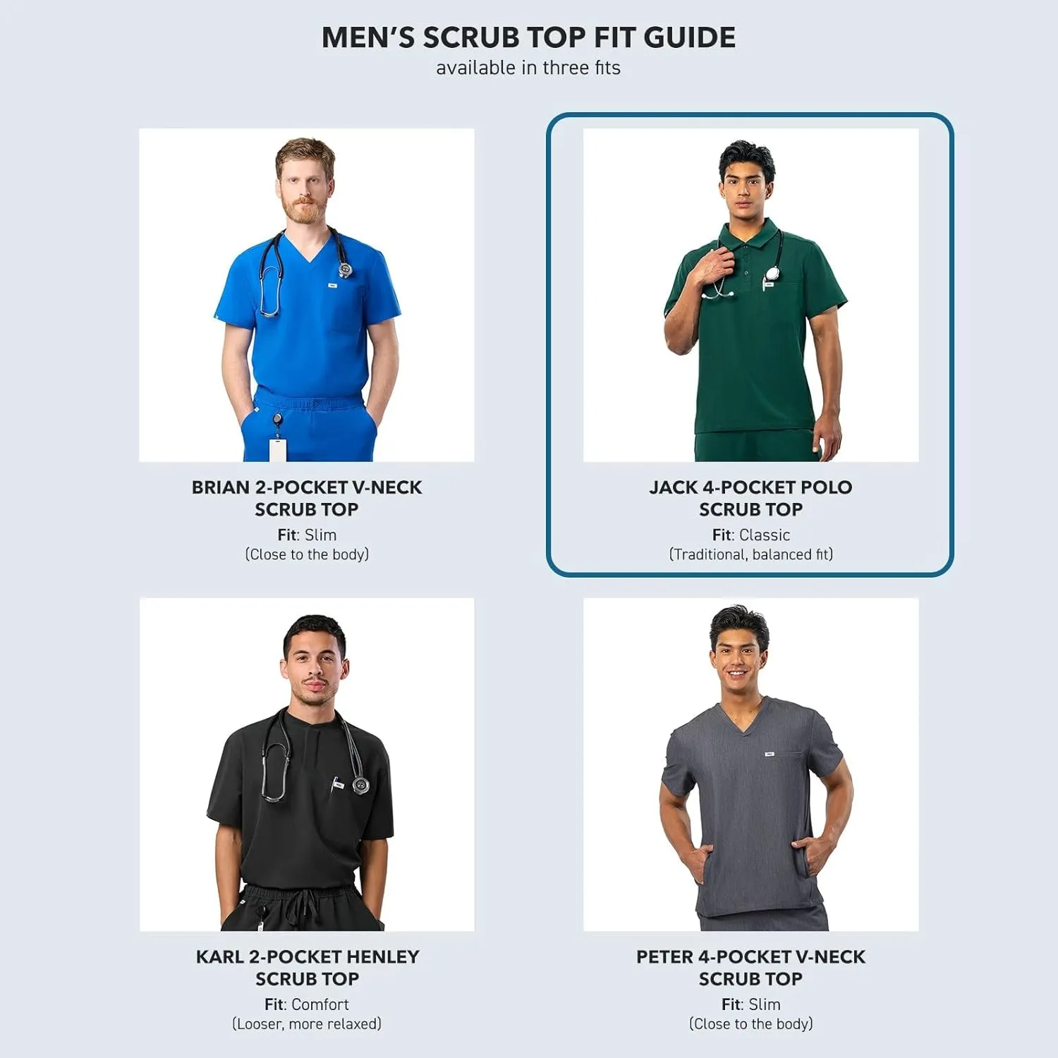 Peelz Jack 4-Pocket Polo Scrub Tops for Men - Soft Stretch Fabric Scrubs, Fashion-Forward Men's Scrub Top, Classic Fit