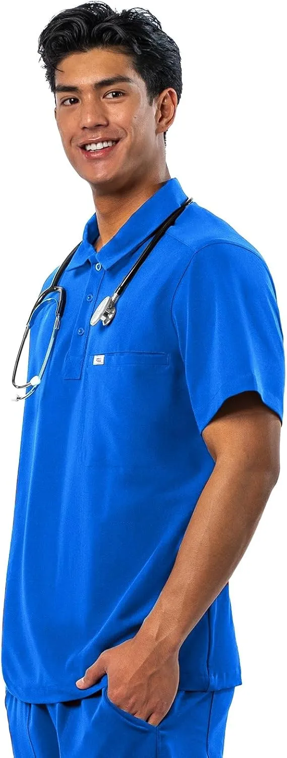 Peelz Jack 4-Pocket Polo Scrub Tops for Men - Soft Stretch Fabric Scrubs, Fashion-Forward Men's Scrub Top, Classic Fit
