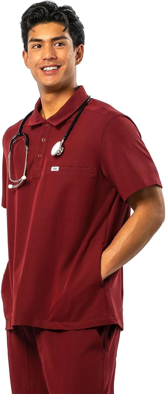 Peelz Jack 4-Pocket Polo Scrub Tops for Men - Soft Stretch Fabric Scrubs, Fashion-Forward Men's Scrub Top, Classic Fit