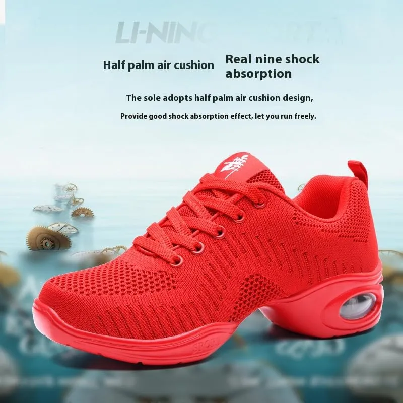 Platform Jazz Dance Women's Lace-Up Dance Sneakers Women's Split Shoes Air Cushion Modern Shoes