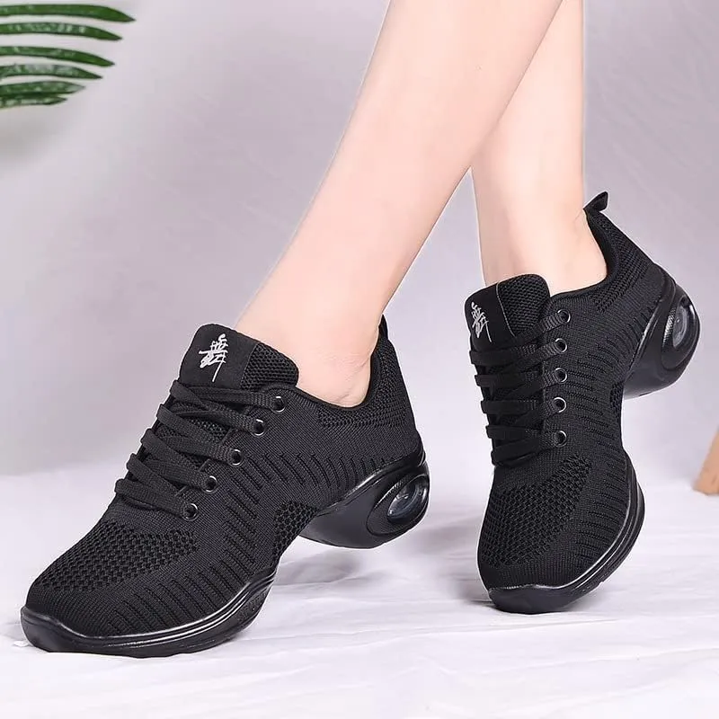 Platform Jazz Dance Women's Lace-Up Dance Sneakers Women's Split Shoes Air Cushion Modern Shoes