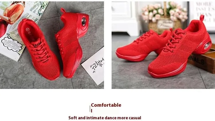 Platform Jazz Dance Women's Lace-Up Dance Sneakers Women's Split Shoes Air Cushion Modern Shoes