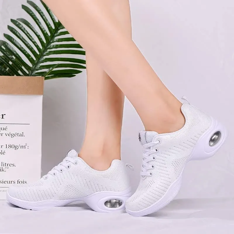 Platform Jazz Dance Women's Lace-Up Dance Sneakers Women's Split Shoes Air Cushion Modern Shoes